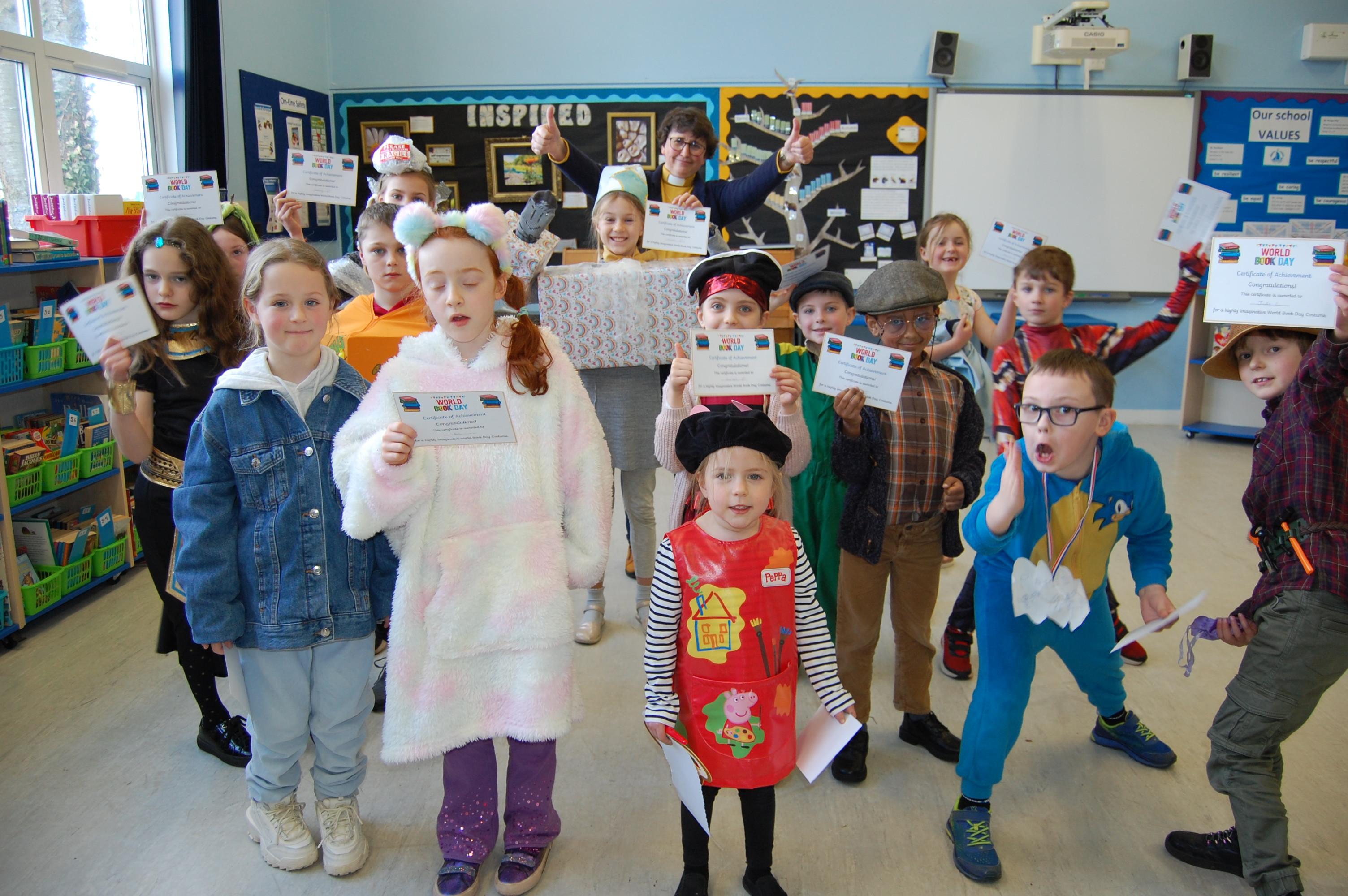 Rev Liesbeth with our World Book Day adjective winners